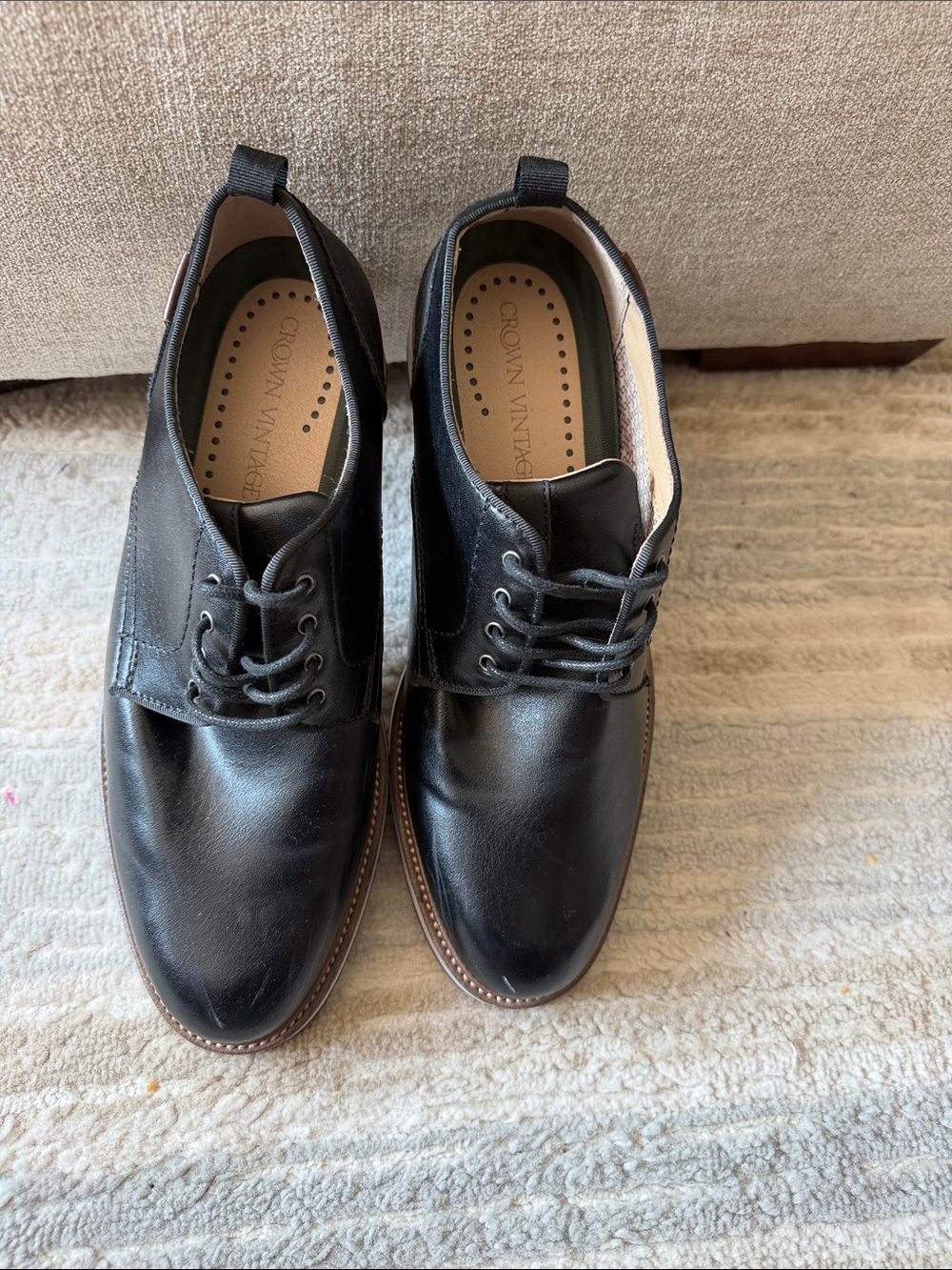 Men’s Crown Vintage Black Leather Shoes size 8.5